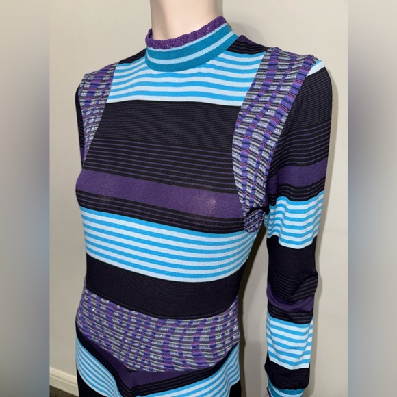 Anna Sui Mod Stripe Turtleneck Dress M - Picture 6 of 10